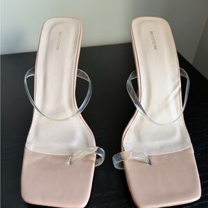 PrettyLittleThing Nude Square-Toe Heels